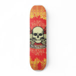 FLying Demon Skulls Orange Grunge Skateboard