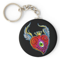 Flying Eyeball Heart Design Key Chains