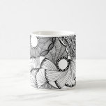 flying fans black and white hand drawn design coffee mugs