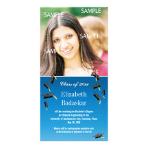 Flying Graduation Caps Photo Card