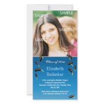 Flying Graduation Caps Photo Card
