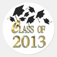 Flying Graduation Hats Class Of 2013 Stickers