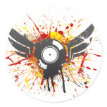 Flying Graffiti Record - Music Audio DJ Vinyl Round Stickers