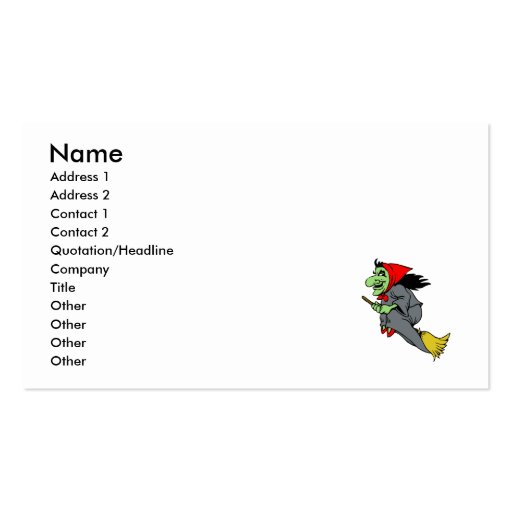 Flying Green Witch in Red Shoes Business Card Template