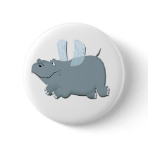 Flying Hippo Pinback Button