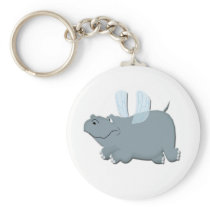 Flying Hippo Key Chain