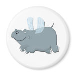 Flying Hippo Refrigerator Magnets