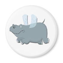 Flying Hippo Refrigerator Magnets