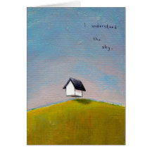 Flying house travel adventure fun unique art greeting card