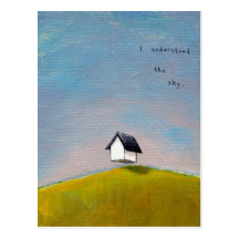 Flying house travel adventure fun unique art post cards