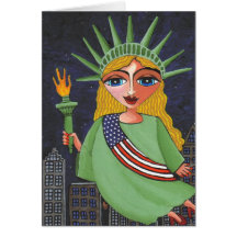 Flying Lady Liberty - notecard / invites