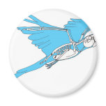 Flying macaw skeleton magnets