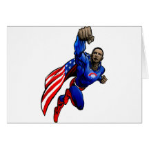 Flying Obama Greeting Cards