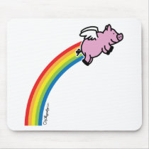Flying Pig Rainbow Mouse Pads