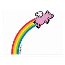 Flying Pig Rainbow postcards