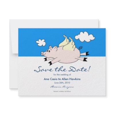 Flying Pig Save the Date by paisleyinparis
