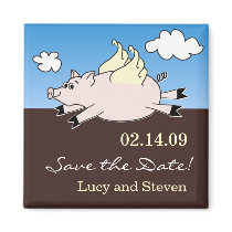 Flying Pig Save the Date Magnet