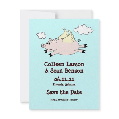 Flying Pig Save the Date, Solid Back by paisleyinparis