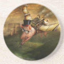 Flying Pig - Steampunk - The flying swine Beverage Coasters
