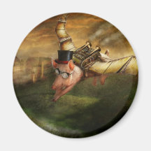 Flying Pig - Steampunk - The flying swine Refrigerator Magnets