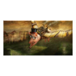 Flying Pig - Steampunk - The flying swine Personalized Photo Card
