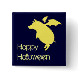 Flying piggy pinback button