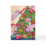 Flying Pigs Decorate the Christmas Tree Card