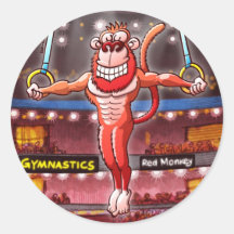 Flying Rings Monkey Round Sticker