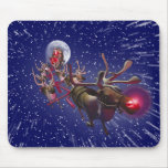Flying Santa Claus & Rudolph, Red Nosed Reindeer Mouse Mats