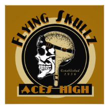 Flying Skullz Aces High Airborne Paratrooper Skull Photographic Print