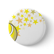 Flying Tennis Ball with Stars Pinback Buttons