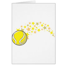 Flying Tennis Ball with Stars Greeting Cards