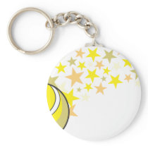 Flying Tennis Ball with Stars Key Chain