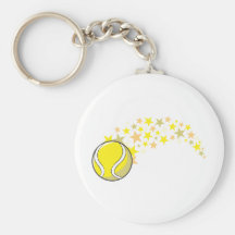 Flying Tennis Ball with Stars Keychains