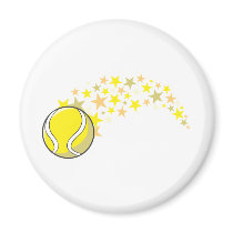Flying Tennis Ball with Stars Fridge Magnet