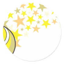 Flying Tennis Ball with Stars Round Sticker