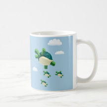 Flying turtle coffee mugs