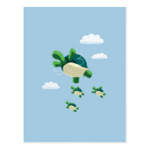 Flying turtle postcard