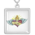 Flying Winged Heart Tattoo Necklace