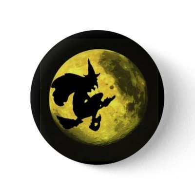 Flying Witch Halloween Button by JoyOfLife