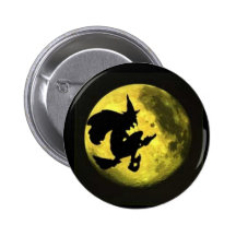 Flying Witch Halloween Button