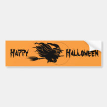Flying Witch Silhouette Bumper Stickers