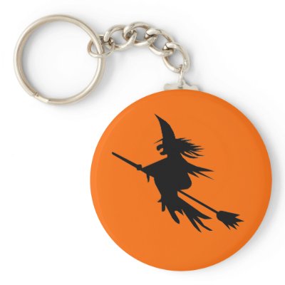 Flying Witch Silhouette Keychain by angela65