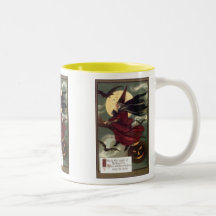 Flying Witch Vintage Halloween Mugs, Steins
