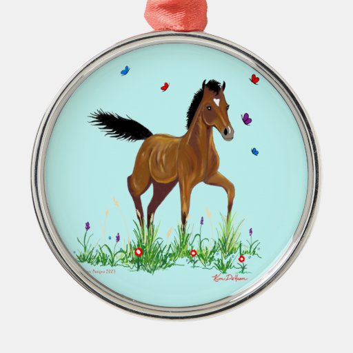Foal and Butterflies Holiday Ornament