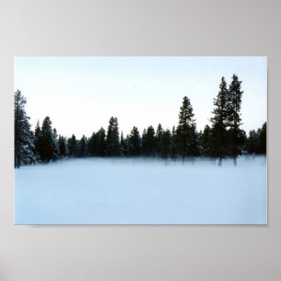 Fog on snow covered meadow poster by justino17