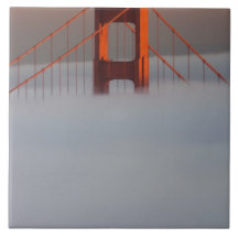 Fog rolls through the San Francisco bay covering 2 Ceramic Tiles