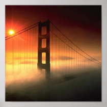 Fog Shrouded Golden Gate Posters