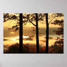 Foggy Autumn Morning at Quabbin Reservoir Poster