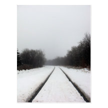 Foggy Train Tracks Postcard